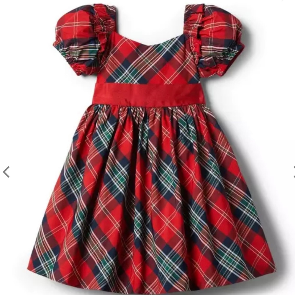 Janie and Jack red plaid puff sleeve dress (SIZE 7)